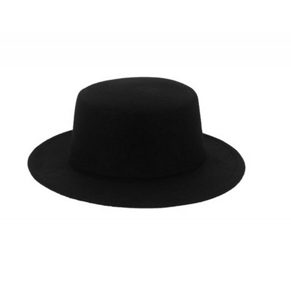 Women's Wide Brim Elegant Classic Wool Blend Fedora Hat Brim Flat Church Derby Cap - CE1879IYUAQ