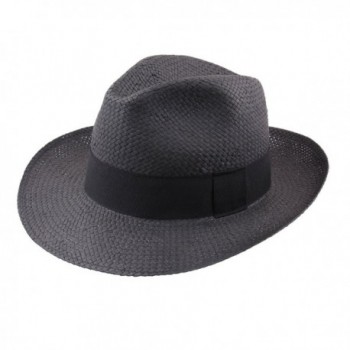 Classic Italy Paille Large Panama Hat - Noir - CE1228JJQNT