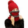 FeelMeStyle Women's Winter Knit Hat Crochet Ski Cap Pom Pom Ears Cold-proof Hat - 002-red - C9187CHKDHQ