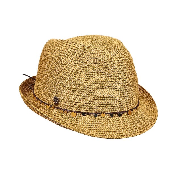 Tommy Bahama Women's Sequins Paper Braid Fedora Hat - Toast - CB11U00Y8CD