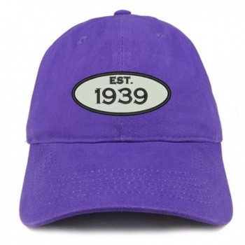Trendy Apparel Shop Established 1939 Embroidered 79th Birthday Gift Soft Crown Cotton Cap - Purple - CO180L9H2CZ