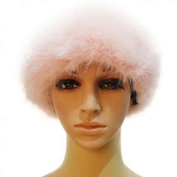 Manka Vesa Faux Fox Fur Winter Earwarmer Earmuff Ski Warm Russian Headband Beret Hat - Light Pink - CX186XTTI89