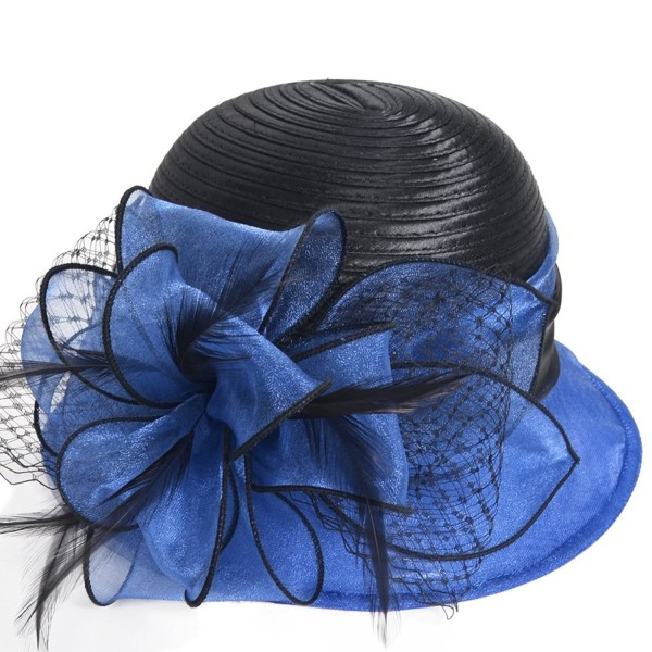 HISSHE Sweet Cute Cloche Oaks Church Dress Bowler Derby Wedding Hat Party S606-A - Blue - CH17Y4XOHHE