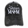 Embroidered Sports Mom Series Distressed Look Grey Trucker Cap Hat Sports (Soccer Mom) - CD12MX5BYBT
