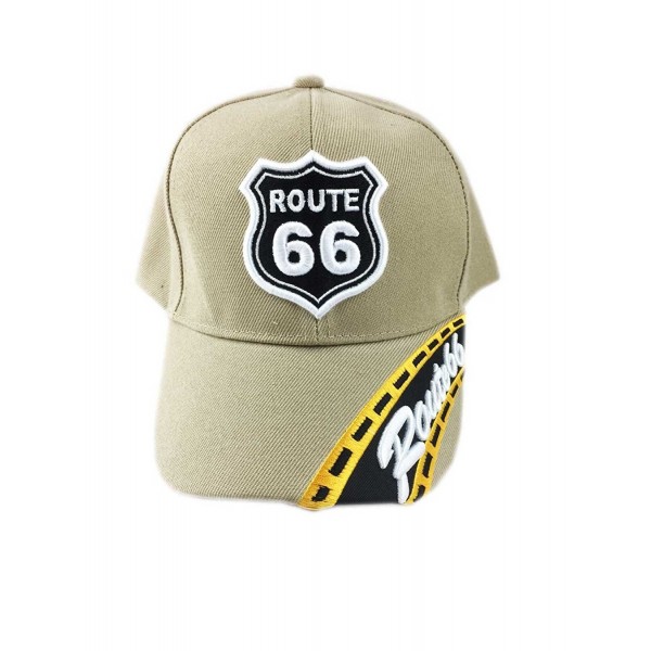 Aesthetinc California Route 66 The Mother Road Embroidery Cap Hat - Route 66 Kha - CV17XWKGK59