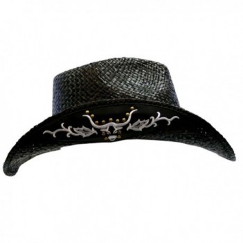 Black Cowboy Longhorn Western Hatband in Women's Cowboy Hats