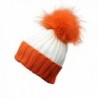 DEESEE Beanie Hat Women Crochet Hat Fur Wool Knit Beanie Raccoon Warm Cap - Orange - CY12N4ORUCN