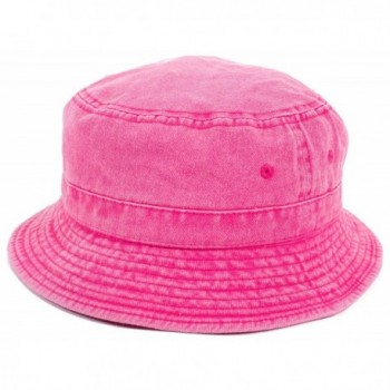 DRY77 Plain Solid Color Safari Sun Bucket Fishermen Fisherman Washed Cotton Hat - Pink - Washed Hot Pink - CR17YK8ZQ4Q