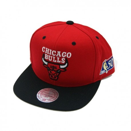 Mitchell Ness Chicago Bulls NBA 50th Anniversary Sidepatch Snapback Hat ...