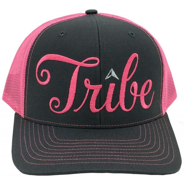Bachelorette Party Embroidered Bride Tribe Structured Trucker Snap Back Hat - Cursive Style B Neon Pink Tribe - CO184D9Z55S
