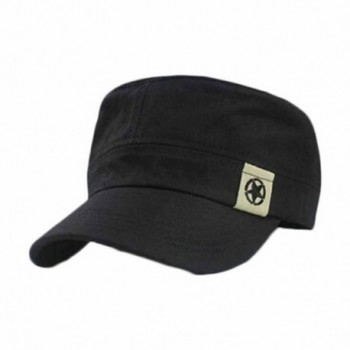 UPLOTER Flat Roof Military Hat Cadet Patrol Bush Hat Baseball Field Cap - Black - C412J5JIWM1