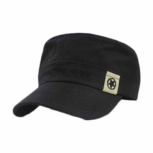 UPLOTER Flat Roof Military Hat Cadet Patrol Bush Hat Baseball Field Cap - Black - C412J5JIWM1