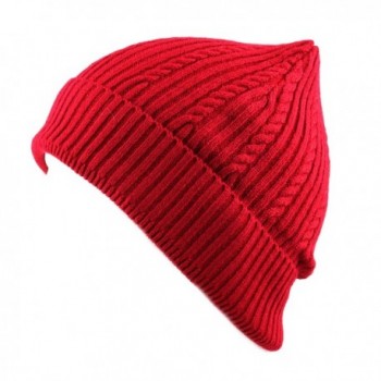 THE HAT DEPOT 200h Unisex Light Weight Chunky Cable Knit Beanie Hat - Red - CA126Z968EN