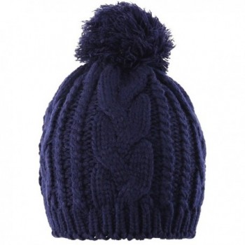 Novawo Unisex Trendy Pom Pom Hat Winter Warm Knit Hats Slouchy Beanie for Men Women - Navy - C6187OG0UIZ