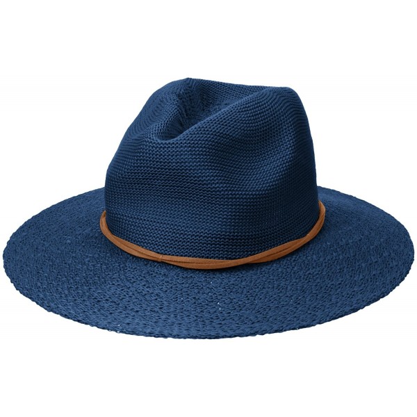 D&Y Women's Solid Knit Panama Hat With Textured Brim - Navy - CD12BL7VKRJ
