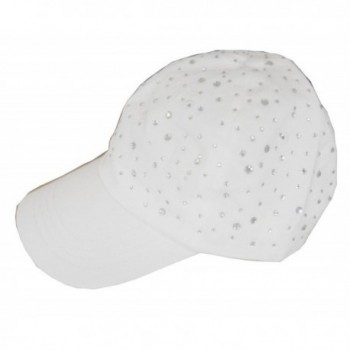 White Baseball Cap with Scattered Rhinestones - CN11GRXPU79