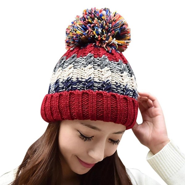 Deamyth 1PC Fashion Women Lady Girls Warm Knitted Hats Cap - Red - C3189TCL3X9