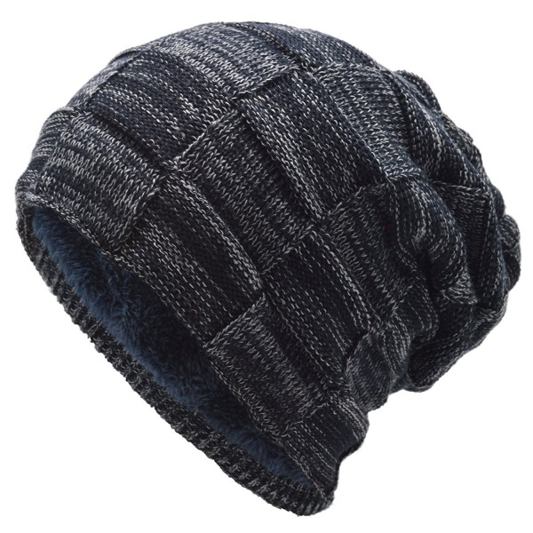 Fleece Lining Beanie Slouchy Winter - Navy - CJ186AA57UM