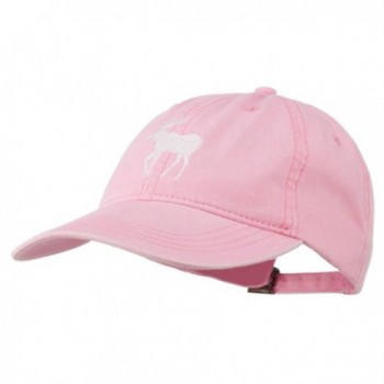 American Moose Embroidered Washed Cap - Pink - C111QLM6CDH