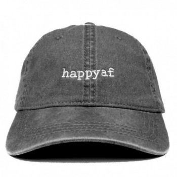 Trendy Apparel Shop Happyaf Embroidered Pigment Dyed Washed Cotton Cap - Black - CK12KIK6JXZ