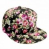 Floral Flower Snapback Adjustable Fitted Men's Women's Hip-Hop Cap Hat Headwear - Black - CH11NMVPT4N