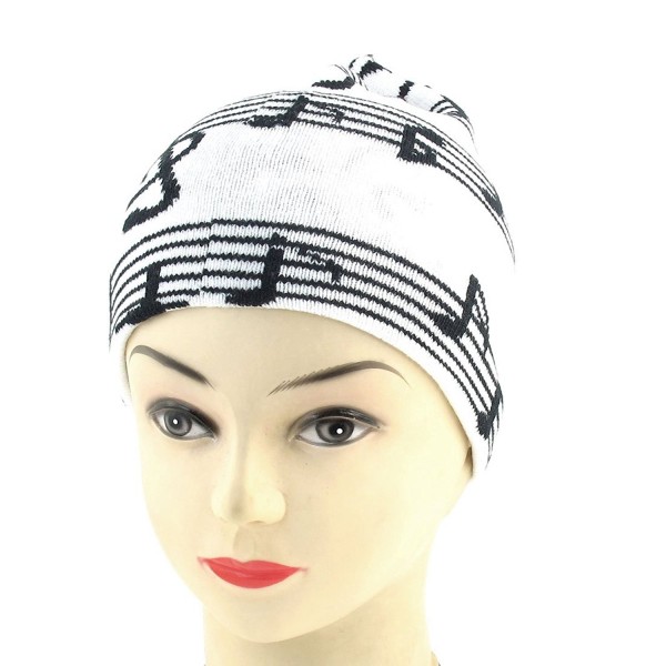 Unisex Black White Elastic Acrylic Knitted Snowboarding Ribbed Beanie Hat - black-white - CB11FABW5Y9