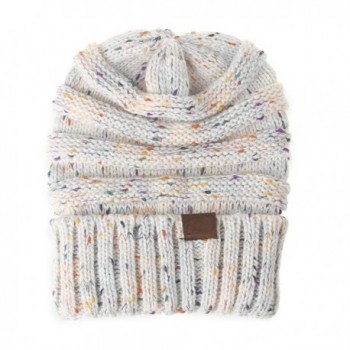 Lady Winter Warm Baggy Skiing Mix Color Knit Spot Wrap Cap Dot Head Hat Black - White - CV18894THMZ