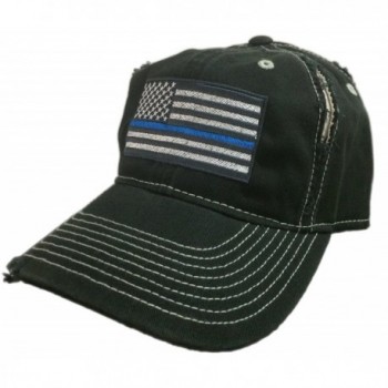 BlvdNorth Thin Blue Line LEO American Flag Hat / cap Black / Grey Distressed - C512BHH1VKT