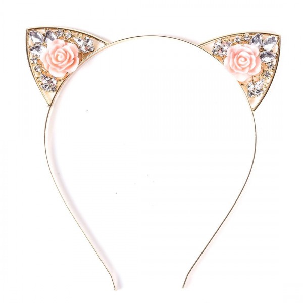 VK Accessories Crystal Cat Ear Headband for Women Girls - Gold - C417YH2KKAU