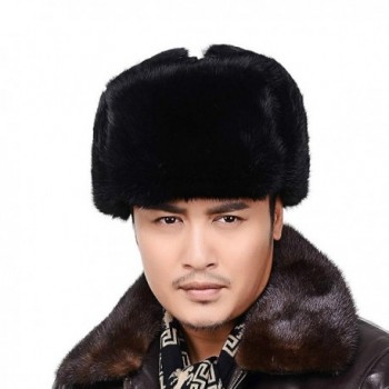 FURTALK Men's Women's Natural Rabbit Full Fur Russian Soviet Ushanka Winter Trooper Hat - Black - CS1857I7OYK