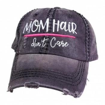 Loaded Lids Women's Mom Hair Don't Care Embroidered Baseball Cap - Grey/White/Pink - CT186WXUZT2