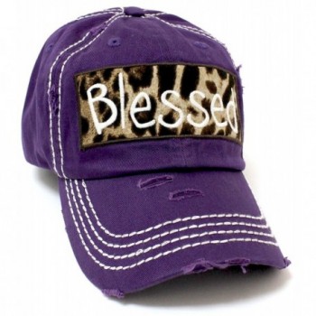 BLESSED Leopard Patch Embroidery Vintage Hat - Purple - CZ1864MQTQW