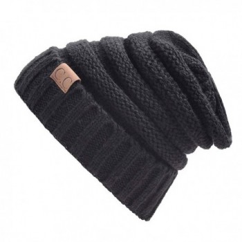 Yuns Women's Knit Beanie Cap Hat CC Soft Warm Winter Hat - Black - C91883TCYH5