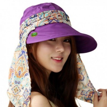 LOCOMO Detachable Top Neck Cover Mask Sun Visor Wide Brim Hat Cap FFH323GRY - Purple - CA12O7P22O9