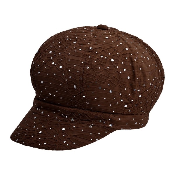 Cap911 Women's Sparkle Newsboy Hat Cap - Many Colors - Brown - CR11NK9WYD1