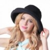 CACUSS Women's UPF 50+ Foldable Linen Hat Big Brim with Big Bowknot - Black - CJ12O8D4FUY