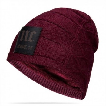 Nine City Stylish Unisex Baggy Beanie Slouchy Crease Knit Beanie Baggy Skull Cap Hat (Red Wine) - C012MN19K7T