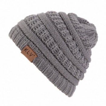 Oksale Baby Solid Winter Warm Crochet Knit Ski Beanie Slouchy Caps Hat - Gray - CQ186K0O0TA