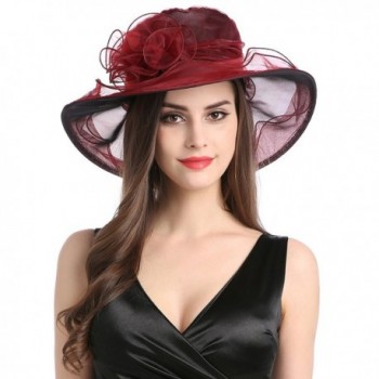 MissCynthia Women's Organza Church Kentucky Derby Fascinator Tea Party Wedding Hat - Wine Red - CH182T42Z4C