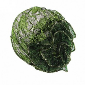 xzbailisha Women Turban Spun Gold Flower Lace Head Cap Summer Puggaree - Green - CE17Z3AYH64