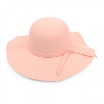 Bowknot Wide Brim Floppy Hat - Peach - CE12NSATE12