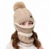 Calion Winter Knit Pom Slouchy Beanie Hat & Scarf & Mask Set For Women 3 Pieces - 13 Taupe - CH188U9XGL2