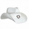 Boho Hip Cowboy Hat with Heart Concho- Natural Toyo Straw- Shapeable Brim - White - C311KLPTJ35