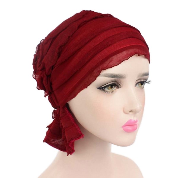 KINGREE Chemo Cap-Turban Headwear-Multi Function Headwrap and Chemo Hats For Hairloss - Red Wine - CE186Z982T9