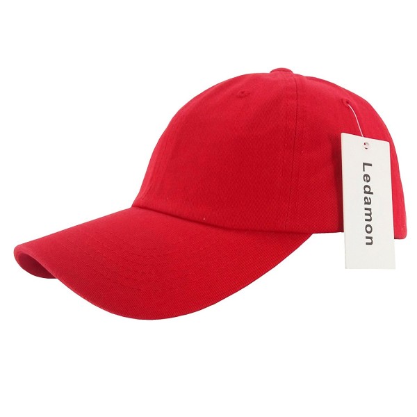 Ledamon Baseball Cap Adjustable Dad Hat Plain Polo Washed Cotton Hat Cap Unisex - Red - CZ184Z7Z3WI