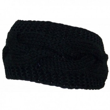 Best Winter Hats Solid Color Cable & Garter Stitch Knit Headband (One Size) - Black - C0125W158PZ