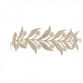 Wiipu Leaves Rhinestone Crystal Wedding Headband Bridal Tiara Crown(N433) - CI183GMR3HQ