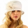 Summer Fancy 1920s Flapper Sinamay Trio Floral Cloche Bucket Church Hat - White - CK11JQSNQGJ