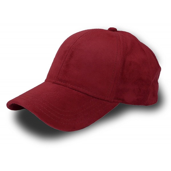 Fashion Faux Suede 6 Panel Adjustable Baseball Cap - Burgundy - CU12IJQVDQD