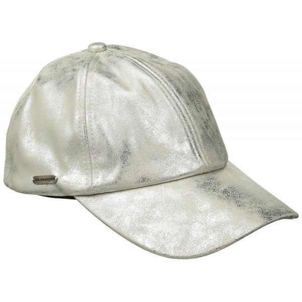 Steve Madden Women's Metallic Faux Leather Baseball Cap - Silver - CK1825NLR96